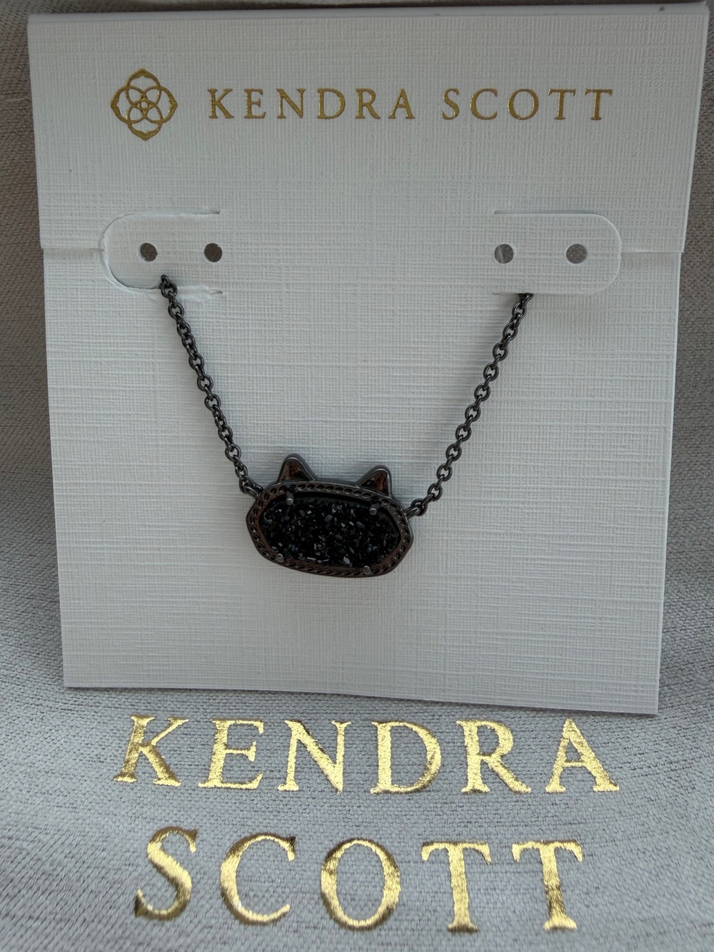 ✨Kendra Scott Black Cat Druzy Pendant Necklace